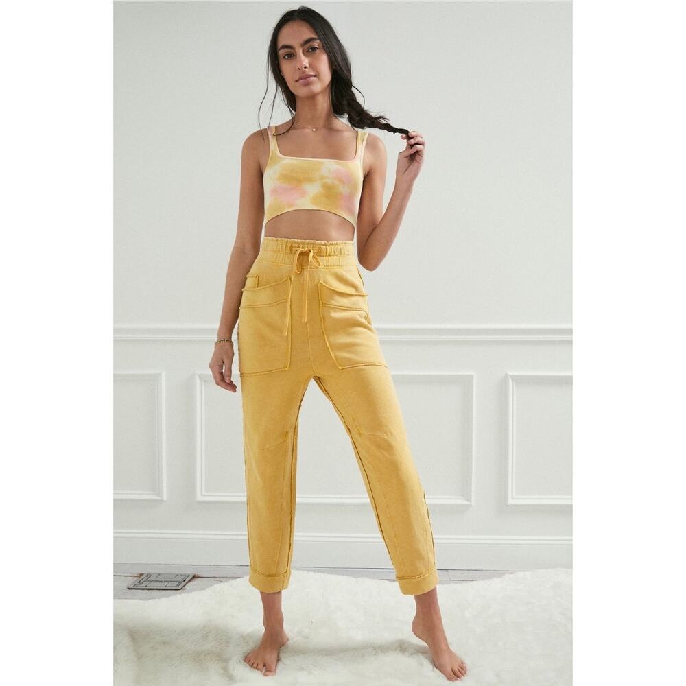 Anthropologie Daily Practice Anja Seamed Lounge Pants Mustard Yellow S